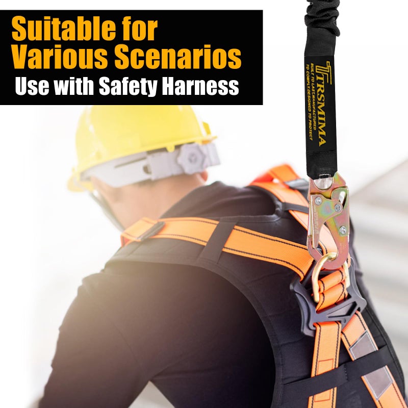 TT TRSMIMA TRSMIMA Safety Harness Lanyard Retractable - Fall Protection Climbing Tree Strap 6 FT Single Leg Internal Shock Absorbing with Dual Snap Hook - Image 4